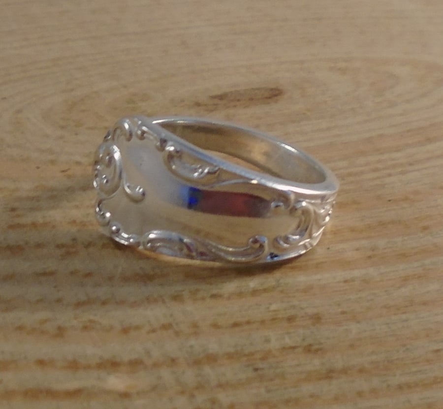 Sterling Silver Upcycled Flourish Sugar Tong Handle Ring
