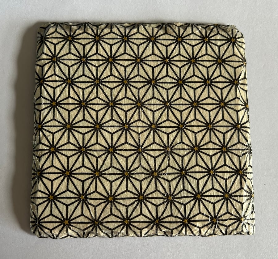 Set of 4 Handmade Decoupage Slate Coasters - Square Geometric