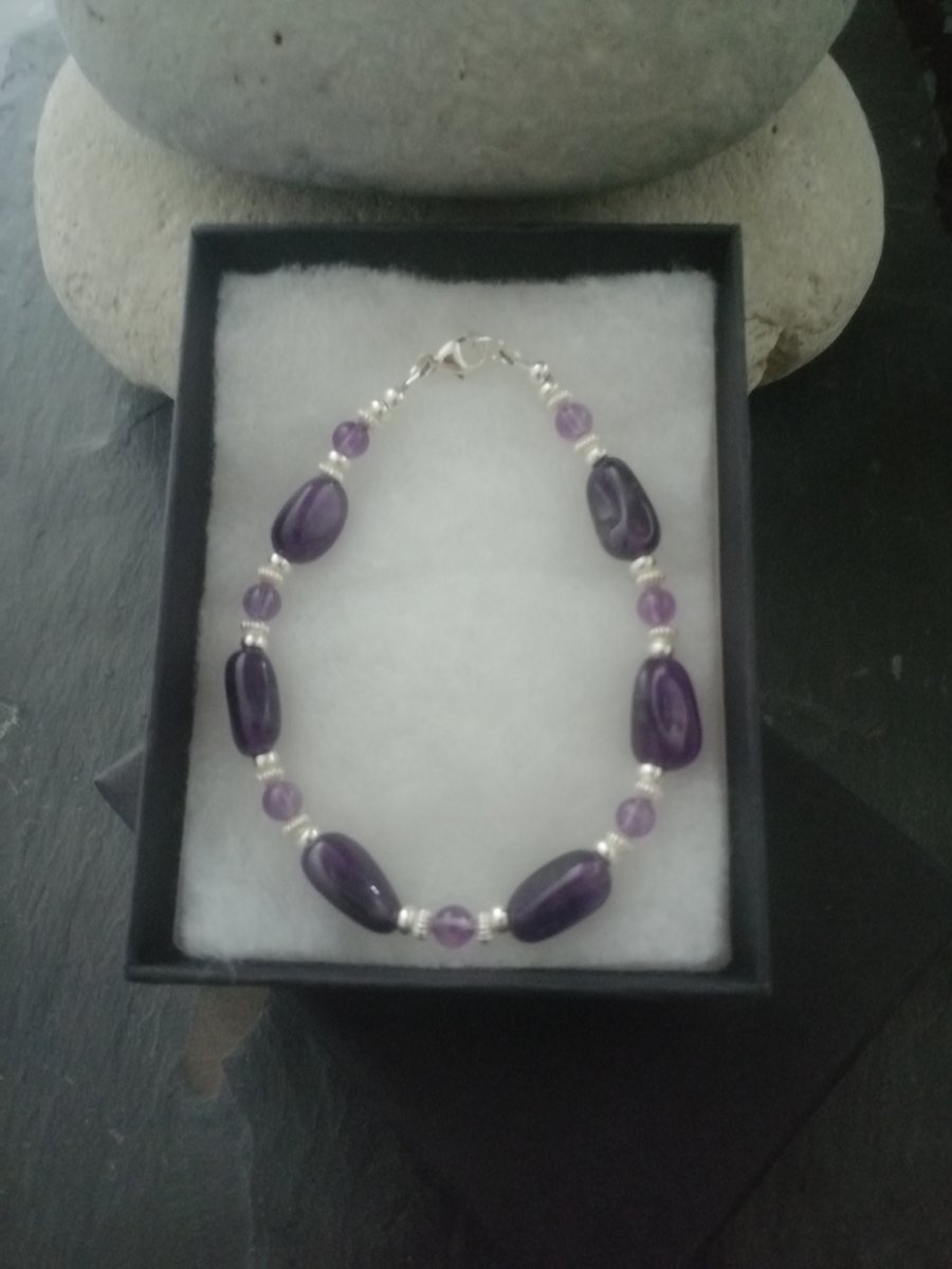 Amethyst and Sterling Silver Bracelet