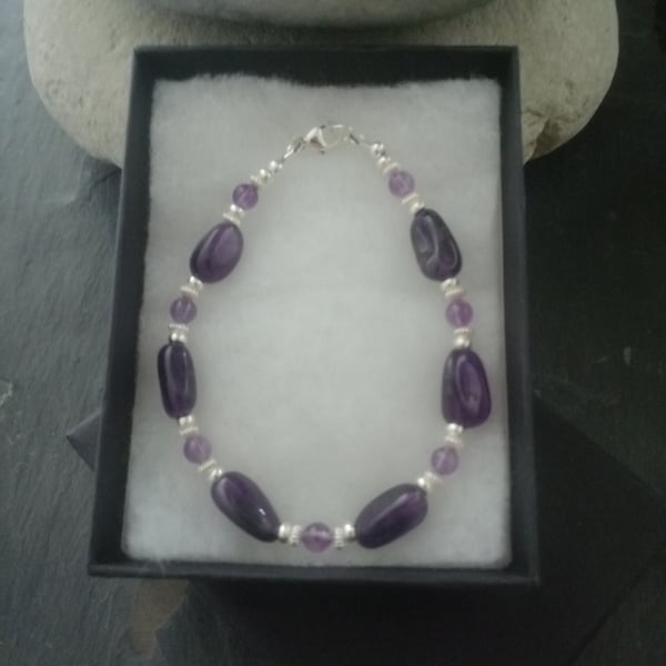 Amethyst and Sterling Silver Bracelet