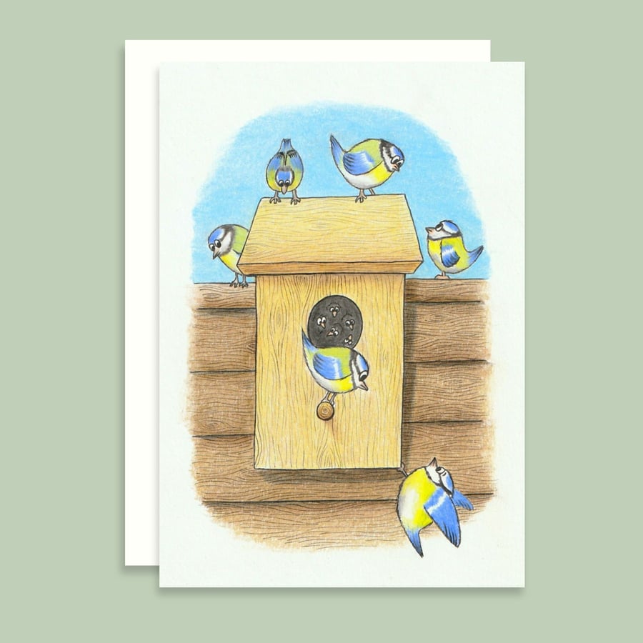 British Birds Greeting Card and Envelope with a Pencil Illustration (6"x4")