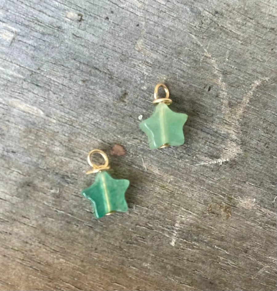 Aventurine Mini Star Drop Charms for Hoop Earrings 