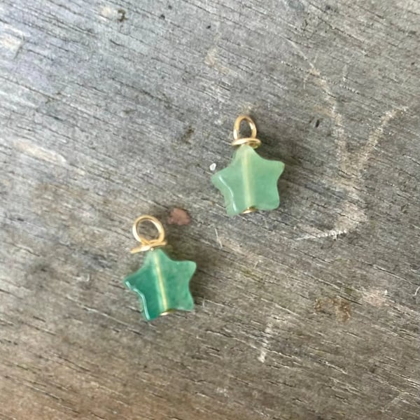 Aventurine Mini Star Drop Charms for Hoop Earrings 