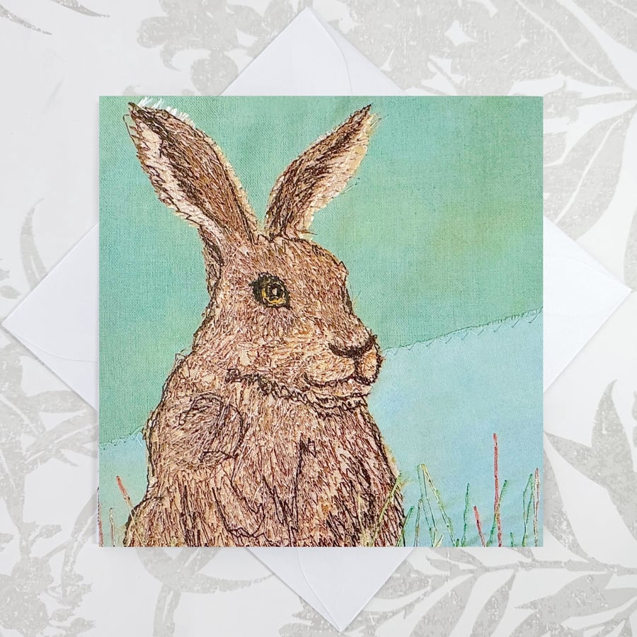 Hare birthday card - brown bunny rabbit mum husband male birthday card
