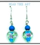 Murano glass blue heart drop bead earrings on Silver plated hooks. - Image 3