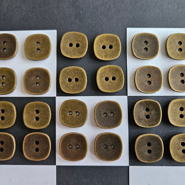7 8" 22.4mm 36L Metal square buttons Antique Brass