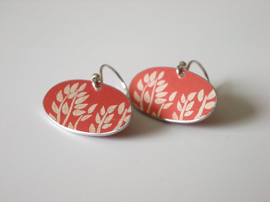 Orange tree print earrings