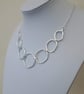 Sterling Silver Chain Necklace, Large Hammered Links, Hallmarked.
