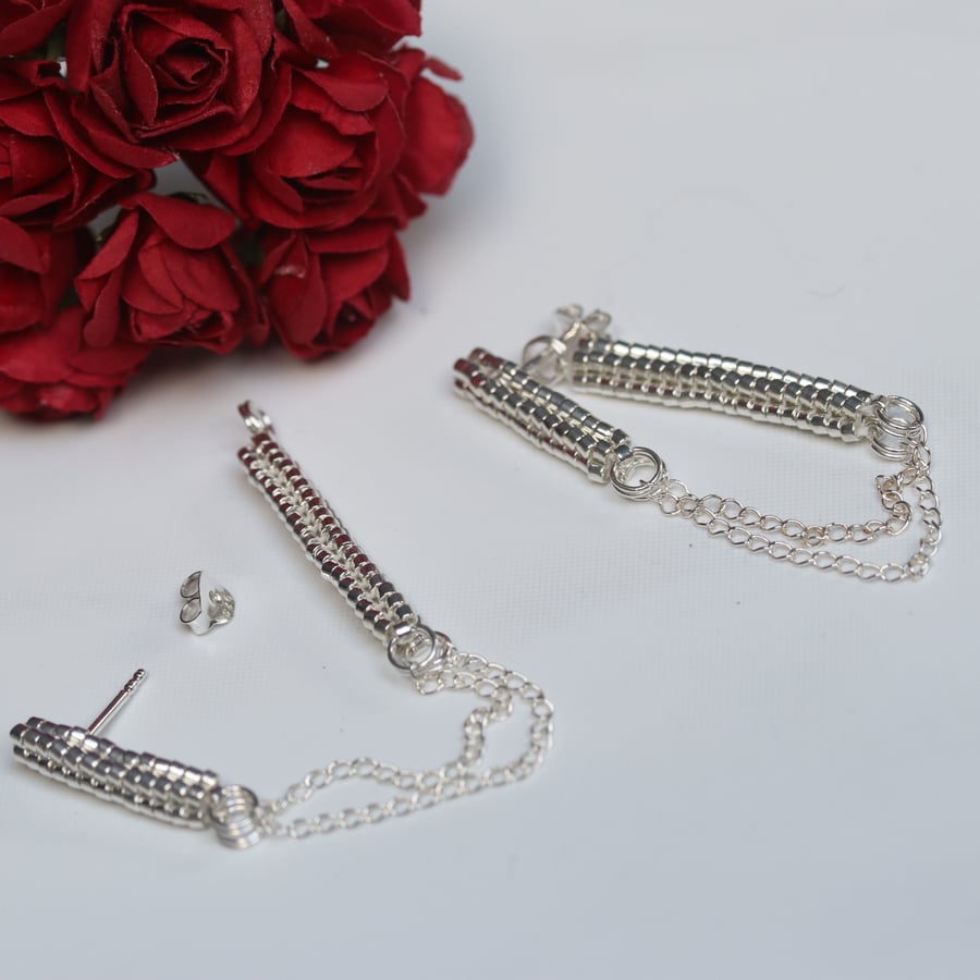 Silver Front and Back Earrings