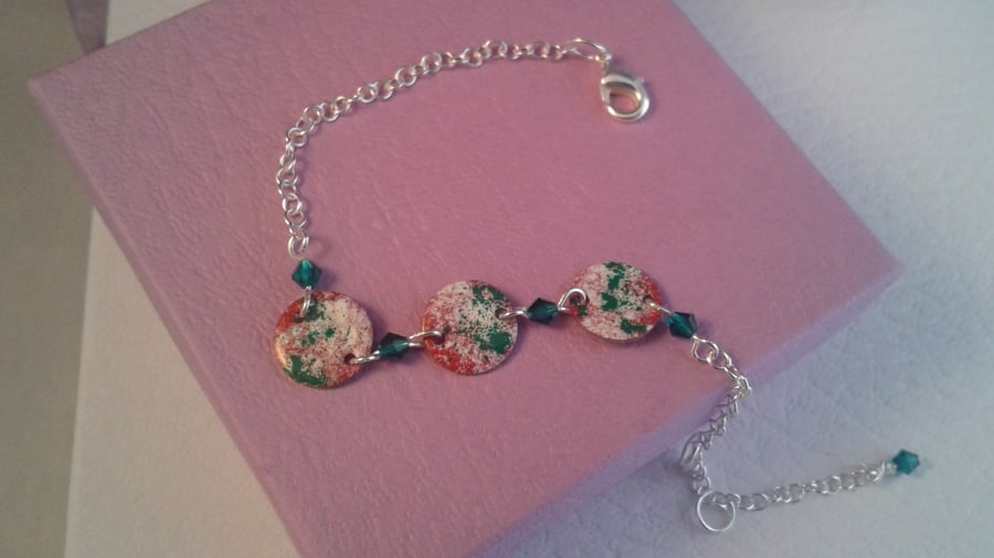 EB03 enamelled silver plated and Swarovski bracelet