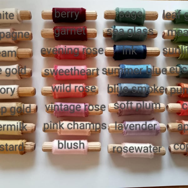 Hand-Dyed Habotai Silk Ribbon: Bridal Bouquet, Stationery, Styling, Cake, Core c