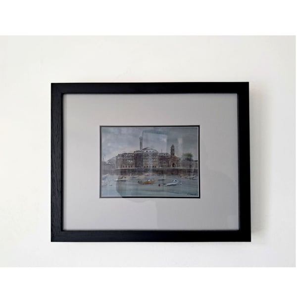 Framed Painting  Royal William Yard Plymouth Mixed Media on Yupo Paper 