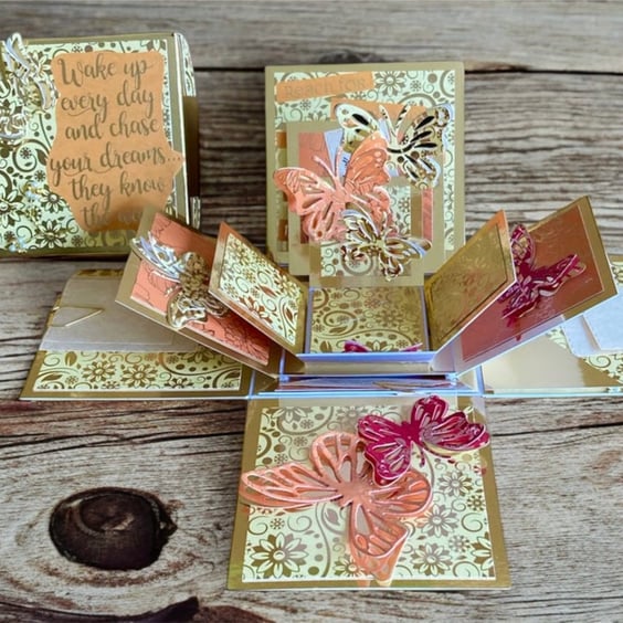 3D Inspirational Butterfly Pop-Up Card. Keepsake Exploding 3D Card. 