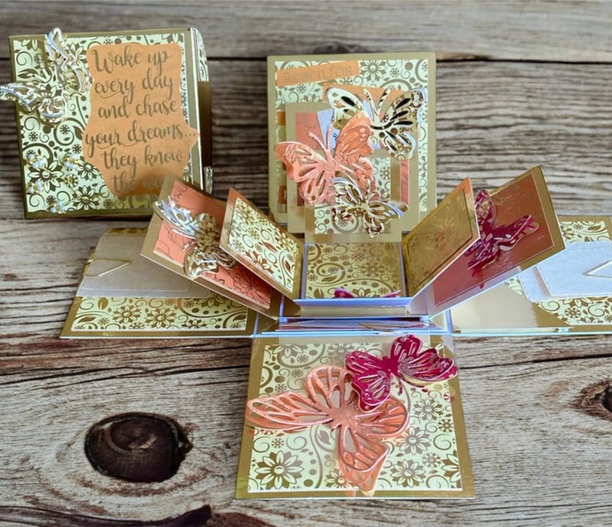 3D Inspirational Butterfly Pop-Up Card. Keepsake Exploding 3D Card. 