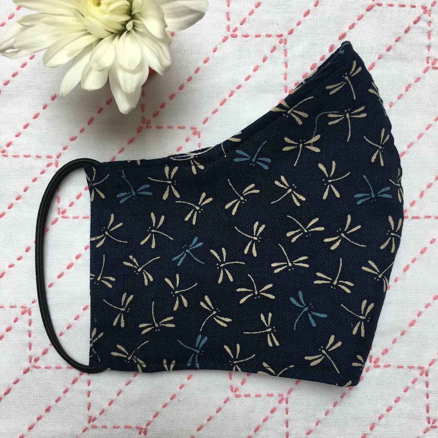 Reusable Japanese Blue Dragonfly Cotton Face Mask Adult Child 