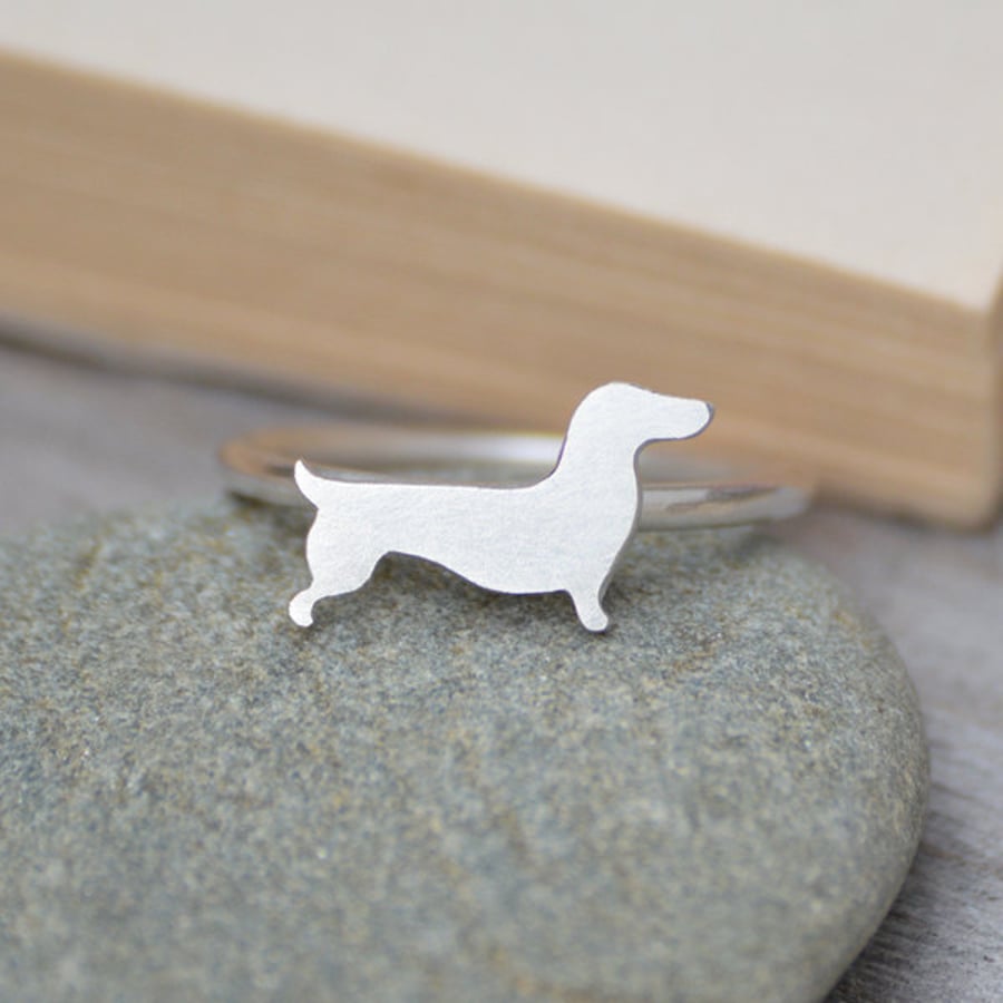 Dachshund Ring In Sterling Silver