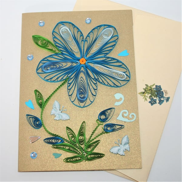 Gentian Quilled Card A6
