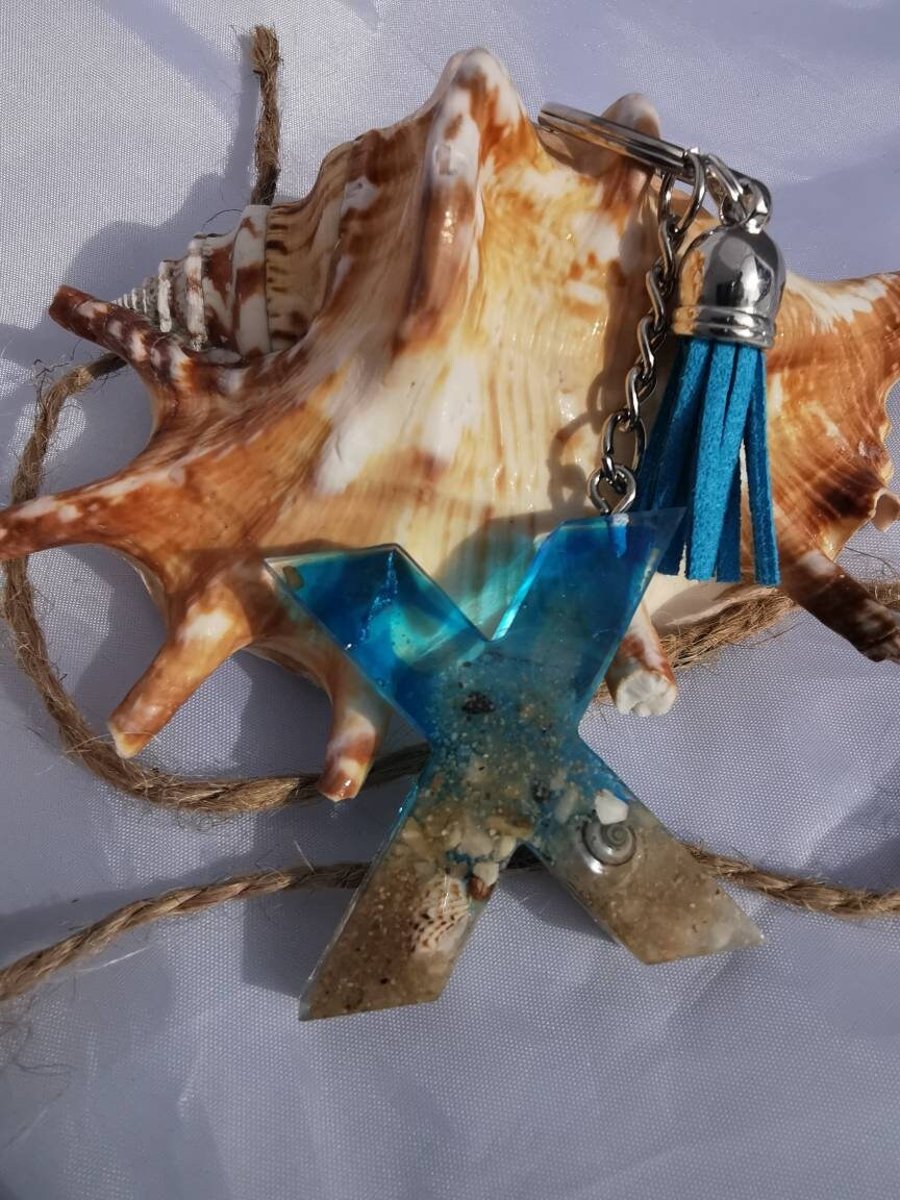 Resin Beach Keyring - X