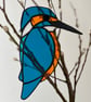 Stained Glass kingfisher - spring bird lover gift 