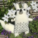 Knitted white  fox  doll, red fox