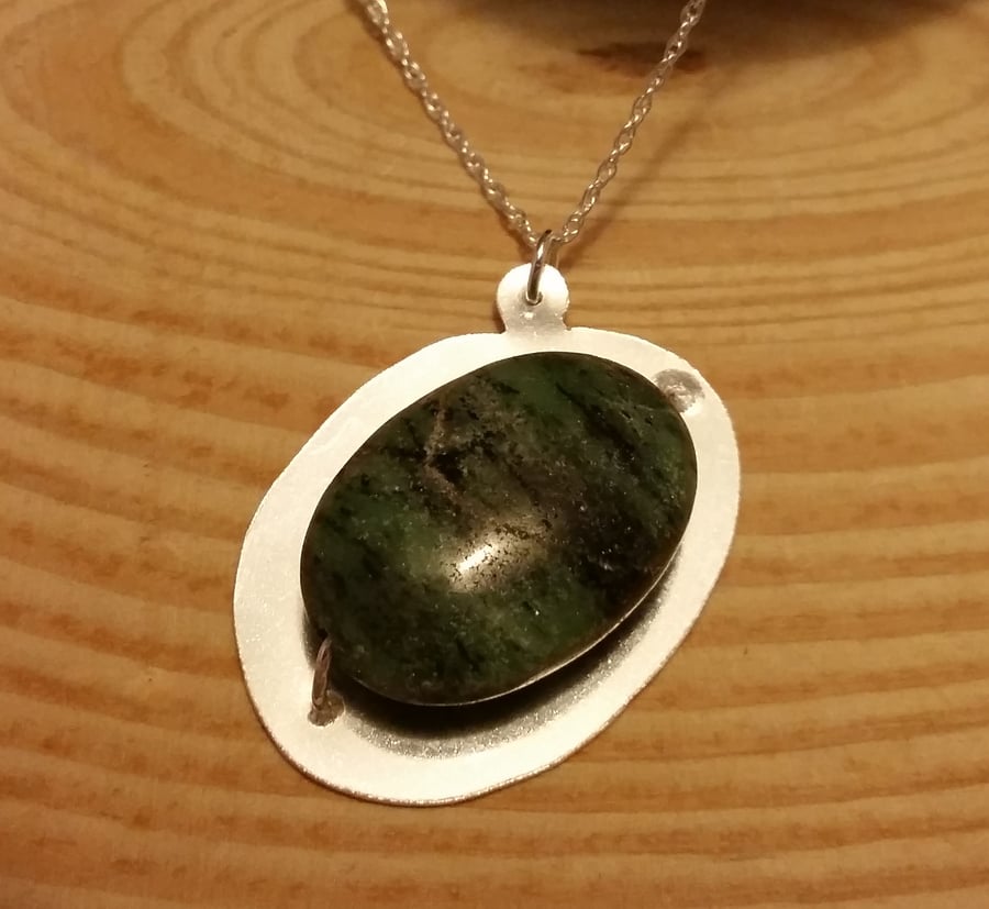 Sterling Silver and Zoisite Necklace
