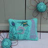 Bee and Wild Flower -  Turquoise Small Screen printed Cushion