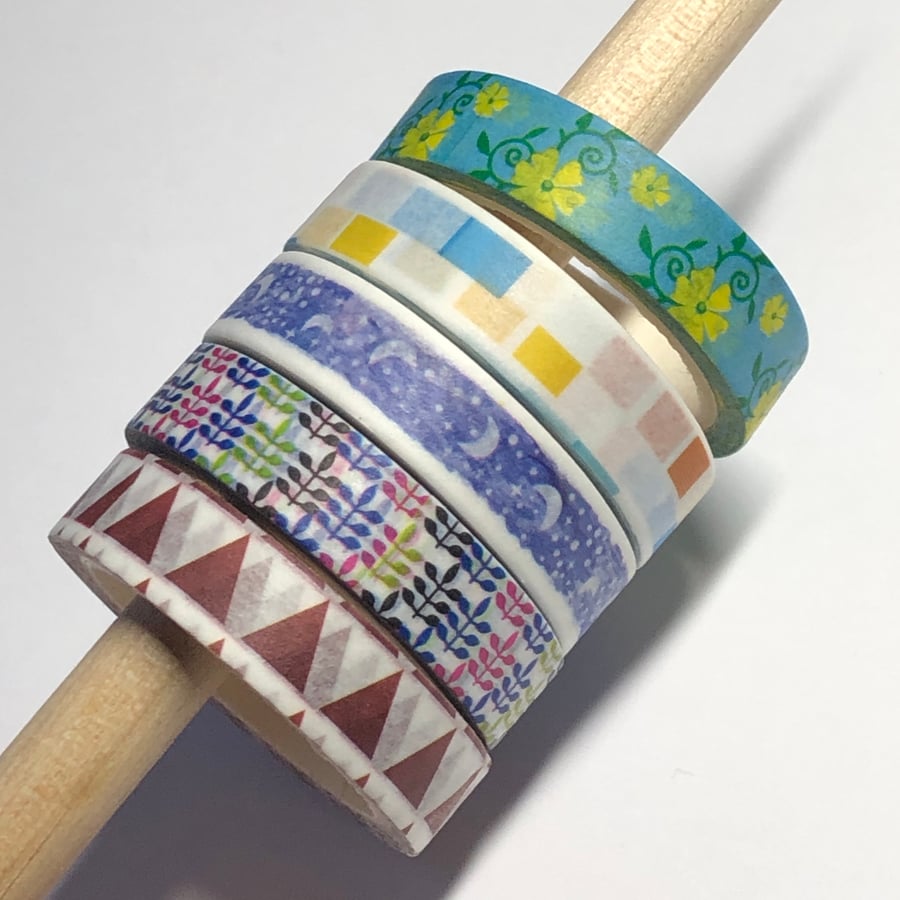 Pack of five mixed washi tape rolls (pattern)