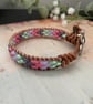 Leather wrap glass beaded boho design adjustable bracelet , gift for teen girl - Image 3