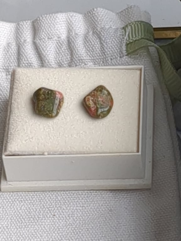 Unakite stud earrings 
