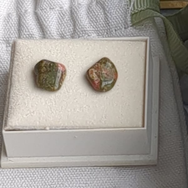Unakite stud earrings 