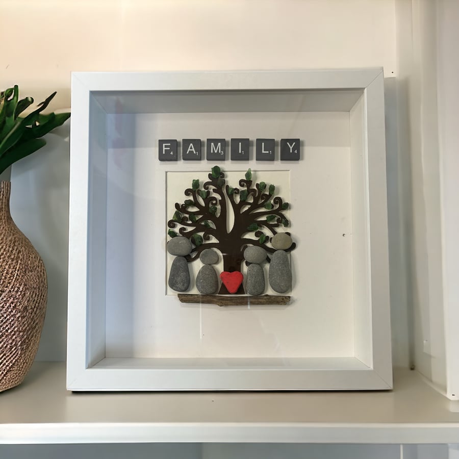 ‘Family’ pebble art and seaglass picture 