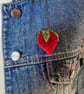 Strawberry Velveteen textile art brooch  - Image 1