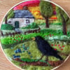 Needle felted blackbird picture. 