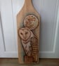 Pyrography large & long Barn Owl wooden board hanging decoration - Image 6