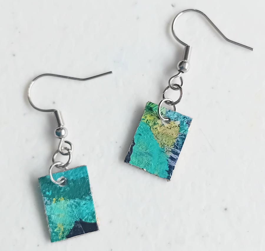 Green & Gold Canvas Earrings 