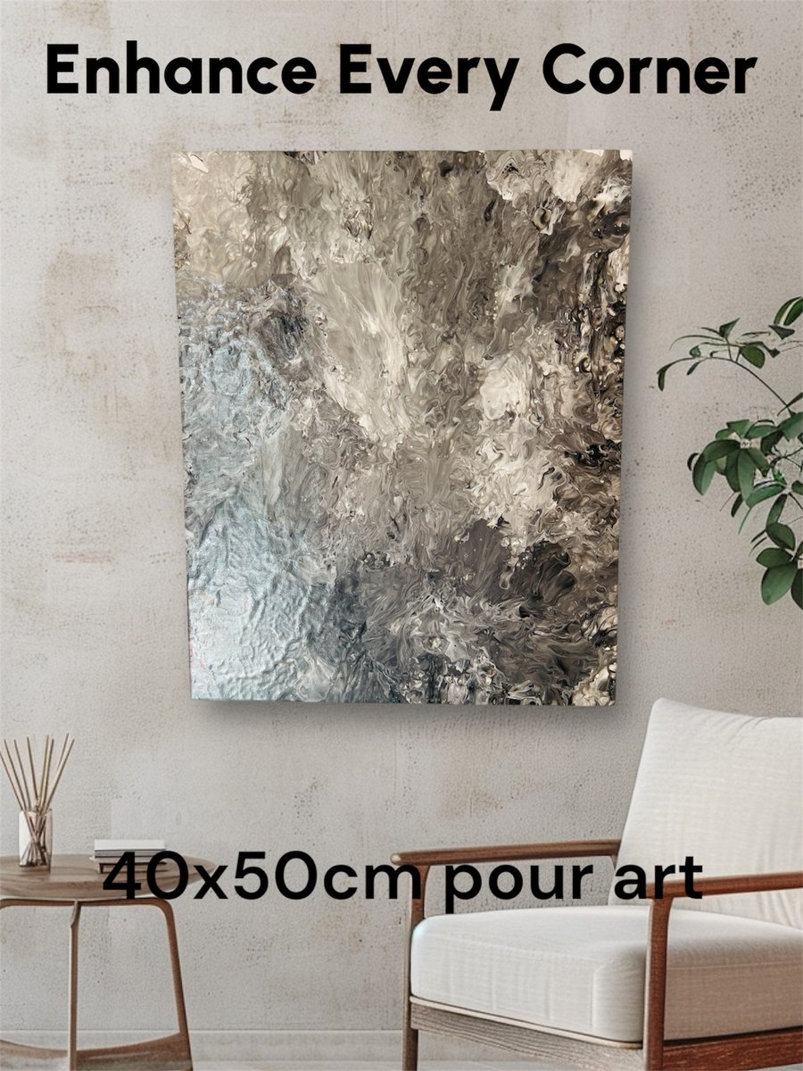 Acrylic fluid pour handmade art painting 