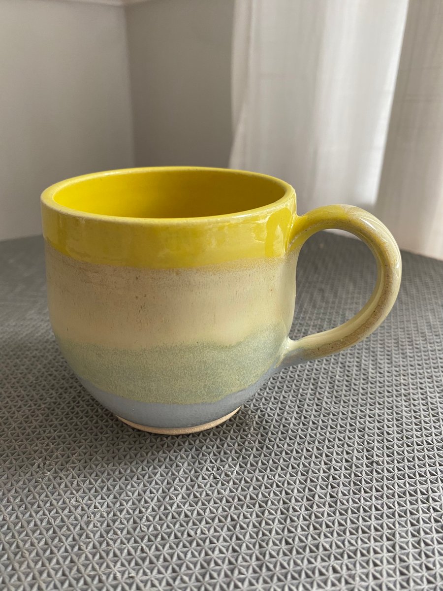 Handmade yellow and grey mug