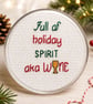 Handmade Cross Stitch Christmas Coaster – Funny Festive Gift