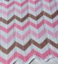 Pink white and chocolate brown, hand knitted baby blanket. - Image 3