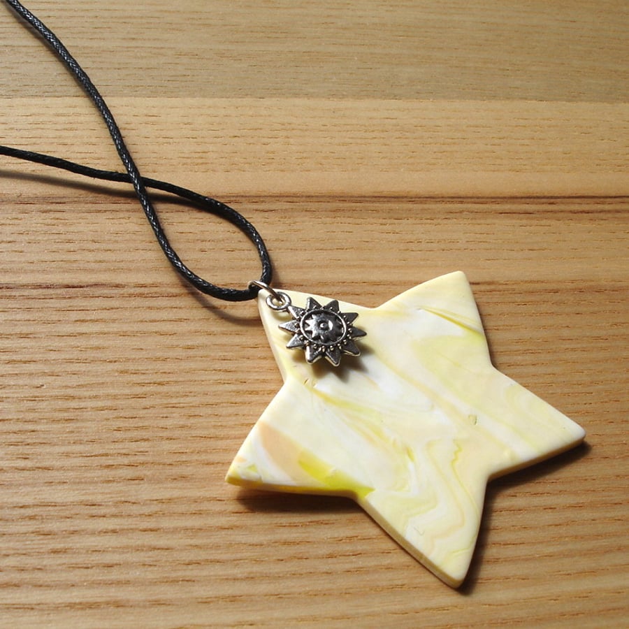 Vanilla Star FIMO Polymer Clay Pendant