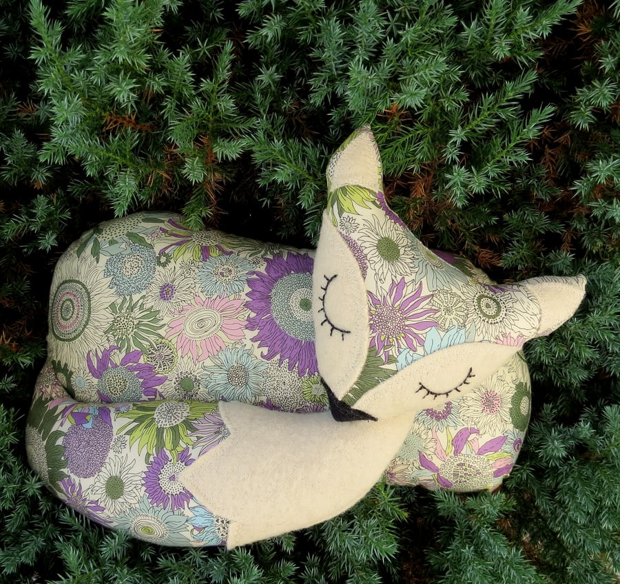 Nursery Decor.  A fox cushion, made from Liberty Lawn.  35cm in length.