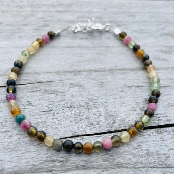 Small Tourmaline Rainbow Beaded Bracelet