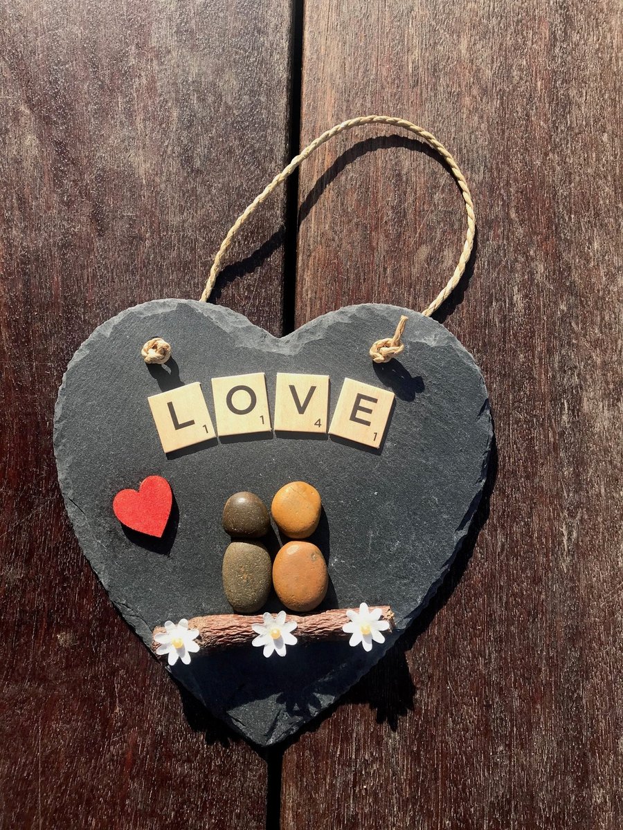 Valentine's Day Heart Slate, Handmade Valentines Gift, Handmade Gifts for Her, L