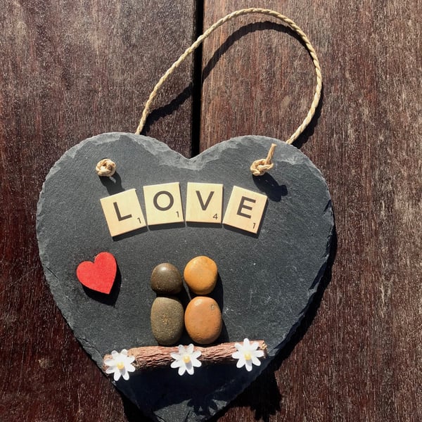 Valentine's Day Heart Slate, Handmade Valentines Gift, Handmade Gifts for Her, L
