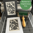 Linocut Print - Blackberries - Berry Print - Original Print