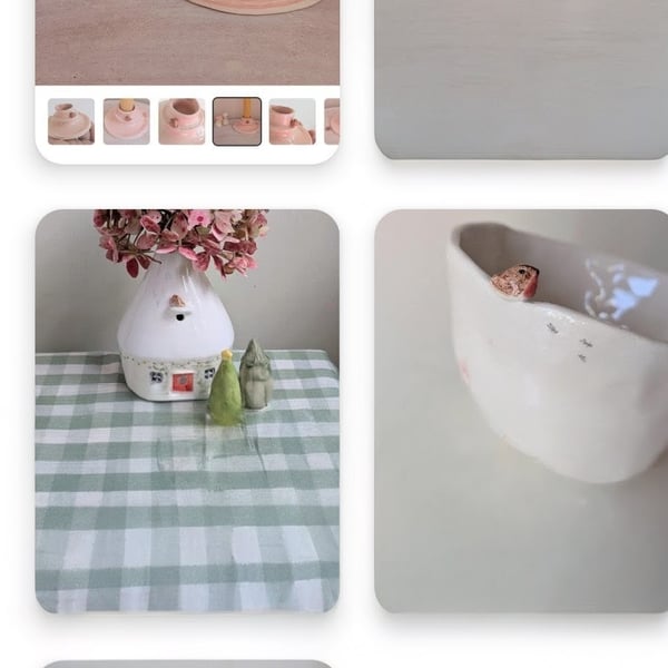 PRIVATE FOR PC 1 angel,2 robin tealights,robin candleholder & 2 pottery houses