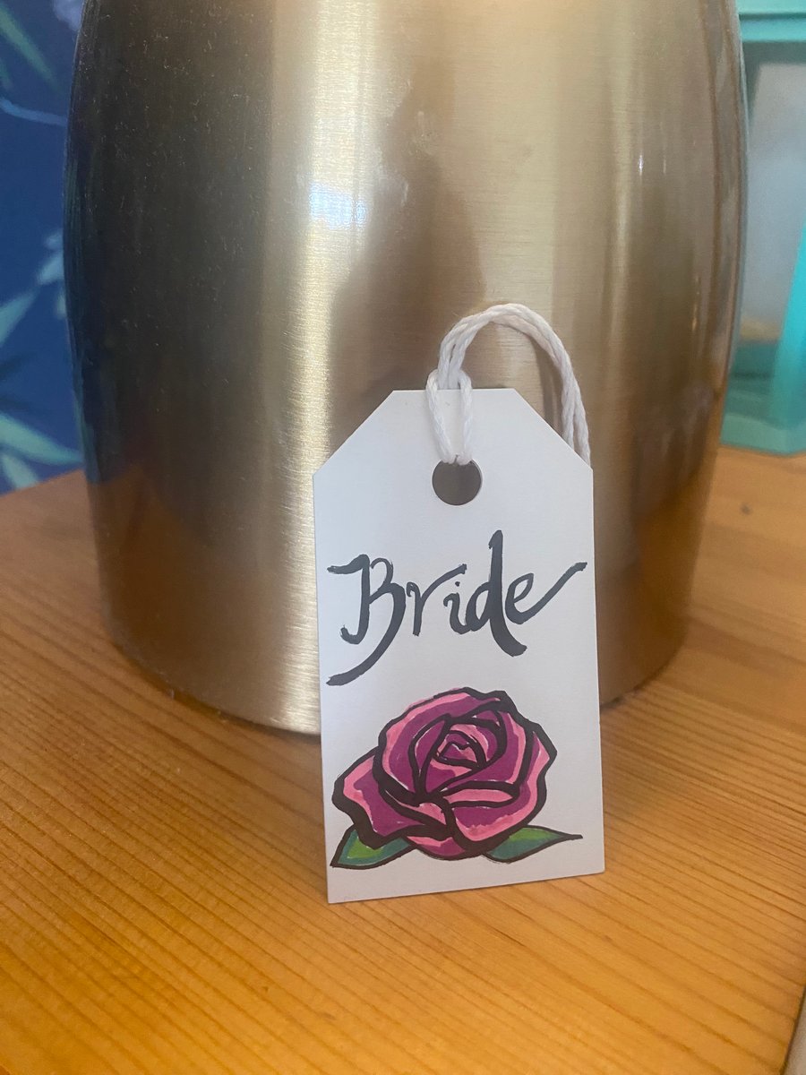 Hand drawn Rose Wedding place card 