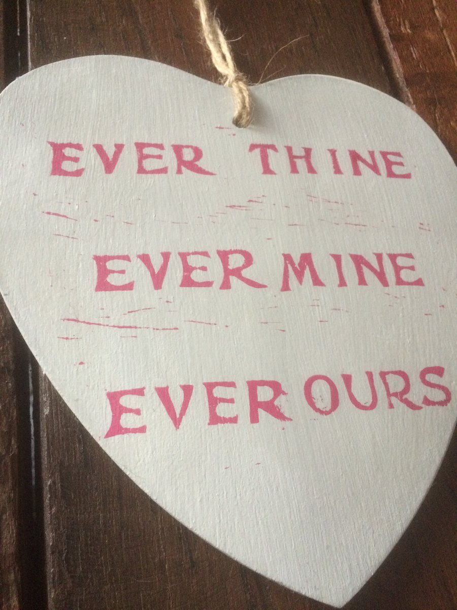 Hand Printed Wooden Heart 