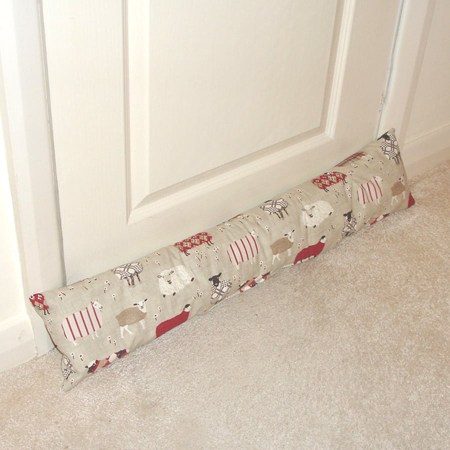 Draught Excluder Sheep Red Black Beige