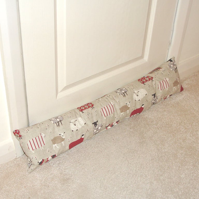 Draught Excluder Sheep Red Black Beige